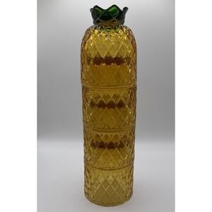 SET OF PINEAPPLE FRUIT STACKING RUM COCKTAIL DRINKING GLASSES TUMBLERS TIKI BAR